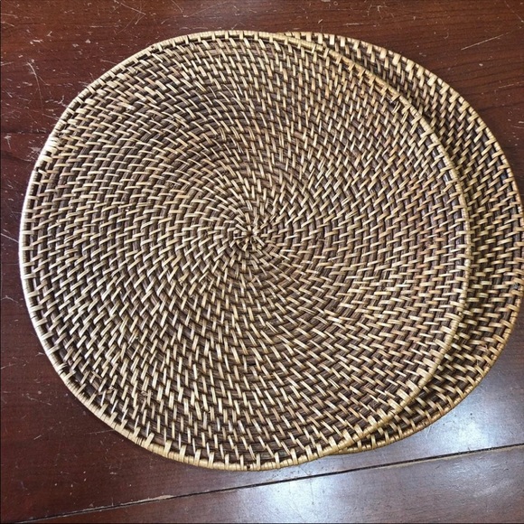 2 each Round Rattan Placemat. 14" dia. Handcrafted - Picture 3 of 5